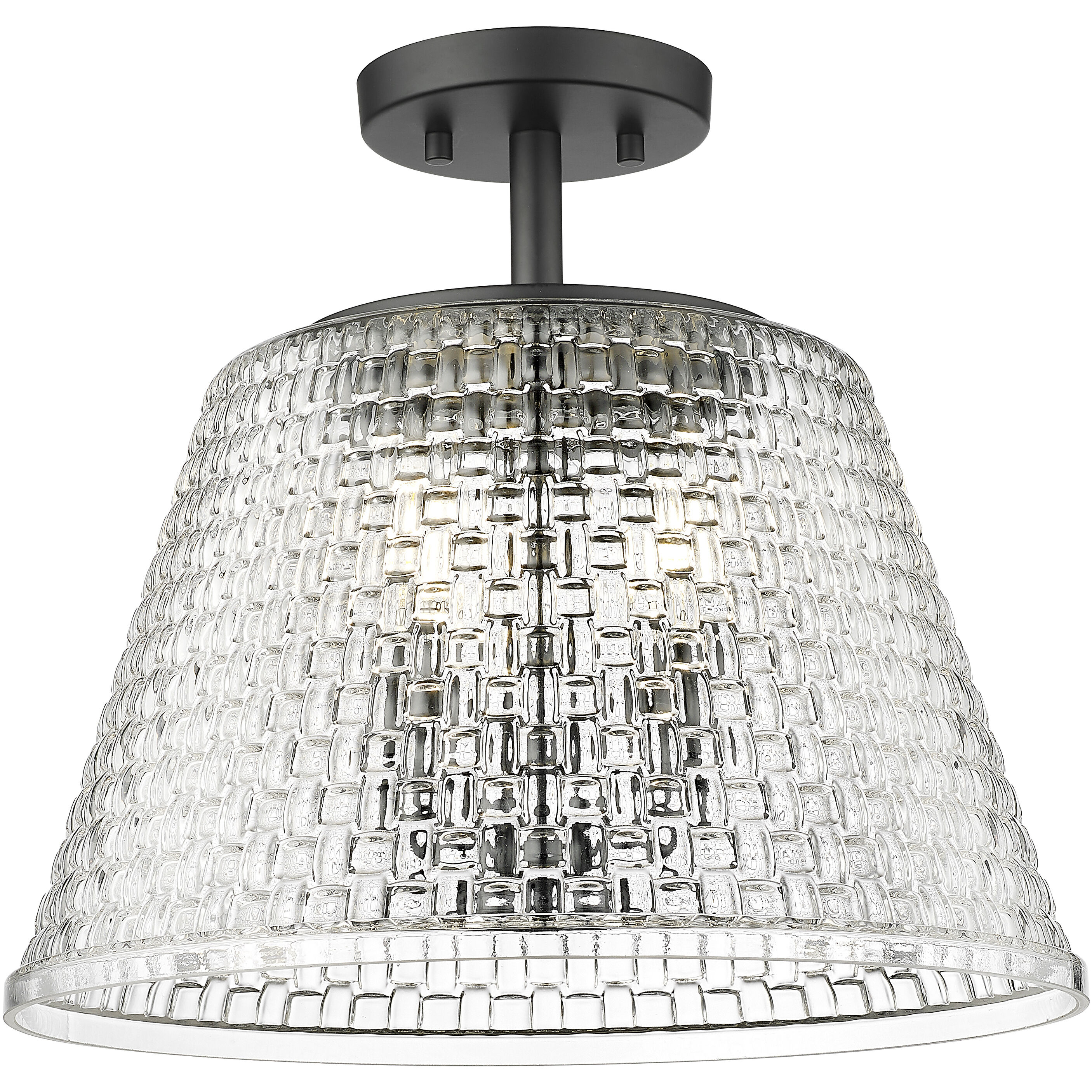 Saben 3 Light 15 inch Matte Black Semi-Flush Mount Ceiling Light